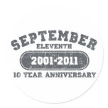 September 11 - 2011 Anniversary Round Stickers
