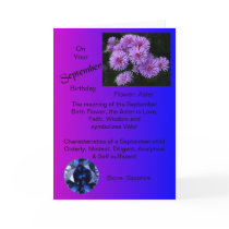 September Birthday Card - Aster and Sapphire