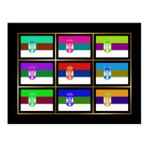 Serbia Multihue Flags Postcard
