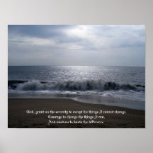 Serenity Prayer on Beautiful Beach Photo at Dawn Posters