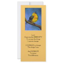 SERENITY PRAYER: Warbler in Oil Pastel: Bird Rack Card Template