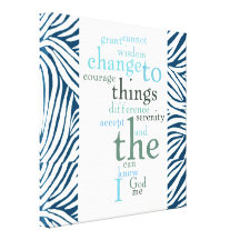 Serenity Prayer Word Art Zebra Print Stretched Canvas Prints
