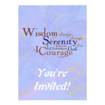 Serenity Prayer Wordle on abstract Personalised Announcement