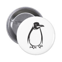 Serious Emperor Penguin Bird in Black and White Pin