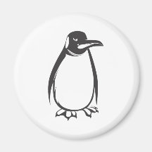 Serious Emperor Penguin Bird in Black and White Fridge Magnets