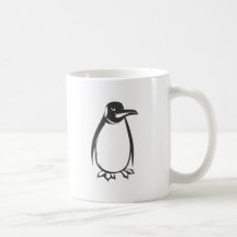 Serious Emperor Penguin Bird in Black and White Mug