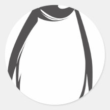 Serious Emperor Penguin Bird in Black and White Round Sticker
