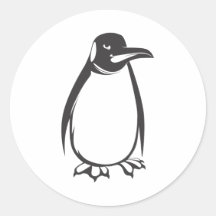Serious Emperor Penguin Bird in Black and White Round Stickers