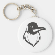 Serious Emperor Penguin Bird in Black Key Chains
