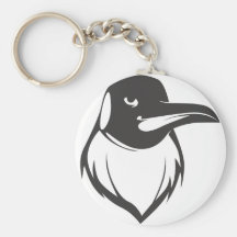 Serious Emperor Penguin Bird in Black Keychains