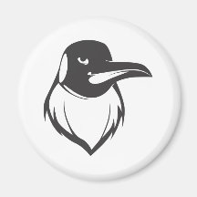 Serious Emperor Penguin Bird in Black Fridge Magnets