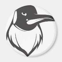 Serious Emperor Penguin Bird in Black Fridge Magnet