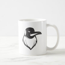 Serious Emperor Penguin Bird in Black Mug