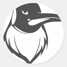 Serious Emperor Penguin Bird in Black Round Stickers