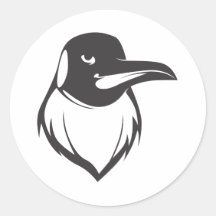 Serious Emperor Penguin Bird in Black Round Sticker