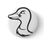 Serious Mallard Duck Bird in Black and White buttons