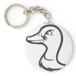 Serious Mallard Duck Bird in Black and White keychains