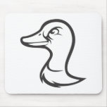 Serious Mallard Duck Bird in Black and White mousepads