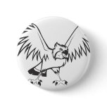 Serious Osprey Bird in Black and White buttons