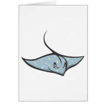 Serious Stingray Fish Greeting Cards