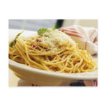 Serving a Bowl of Spaghetti with Tomato Sauce Postcard