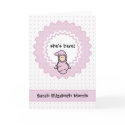 "se's here!" Baby Gir Birth Announcement cards
