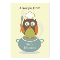 Set Of 100 Recipe Cards - Owl With Chef's Hat