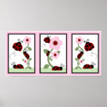 Set of 3 in 1 Ladybug & Flowers Print 5x7 each