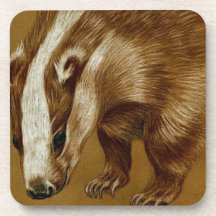 set of fine art cork coasters - badger