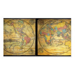 Set of Rare Hemisphere Wall Maps c. 1858 Business Cards