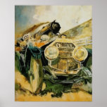 Setting the pace, automobile vs. steam locomotive posters