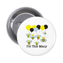 Seven Bees I'm This Many buttons