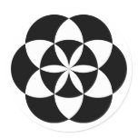 Seven Circle Flower Stickers, BW