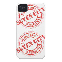 Seven City Stamp  - Red iPhone 4 Case-Mate Cases