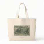Seven rodeo cowgirls posing for a photograph. canvas bag