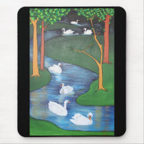 Seven Swans A-Swimming Mousepads