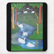 Seven Swans A-Swimming Mousepads