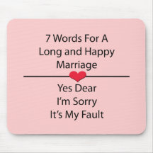 Seven Words For a Long and Happy Marriage Mouse Mat