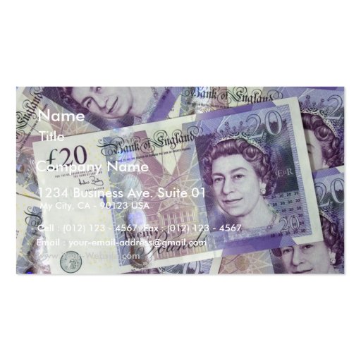 Several Pound Bills New British0 Pounds Money Business Card
