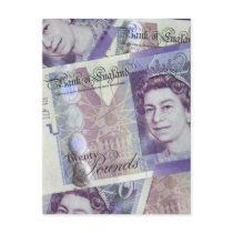 Several Pound Bills New British0 Pounds Money Post Card