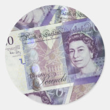 Several Pound Bills New British0 Pounds Money Round Stickers