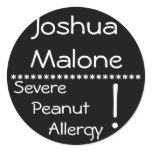 Severe Peanut Allergy Label Round Stickers