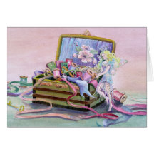 SEWING BOX FAERIE by SHARON SHARPE Greeting Card