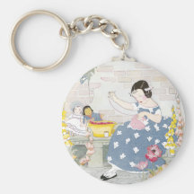 Sewing in a Garden of Foxglove & Poppies Key Chain