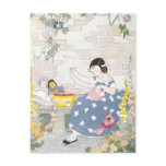 Sewing in a Garden of Foxglove & Poppies postcards