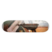 Sewing Machine Near Lace Curtain Skate Board Deck