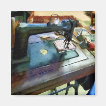Sewing Machine With Sissors Fridge Magnets