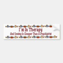 Sewing Therapy Bumper Stickers