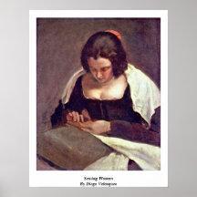 Sewing Woman By Diego Velazquez Print