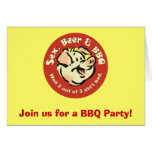Sex Beer and BBQ Invitation Notecard
